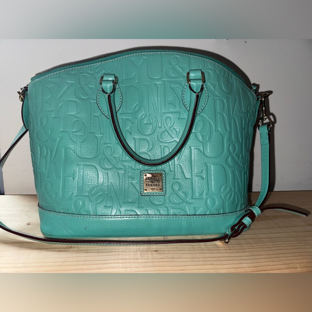 Rooney & Burke Embossed Leather Satchel teal